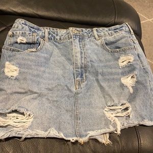 Jean rip mini skirts